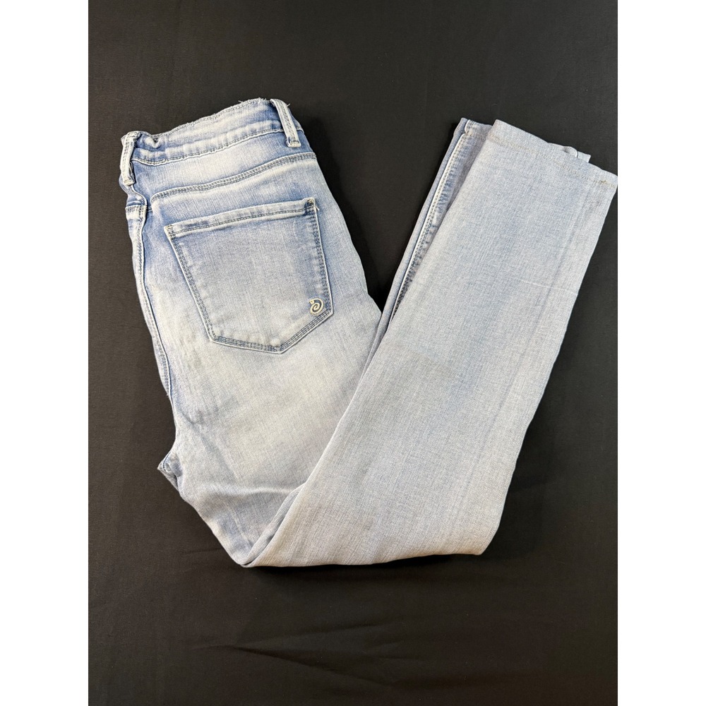 Indigo Rein Light Wash Skinny Jeans Size 9 Distressed Denim Stretch Low Rise